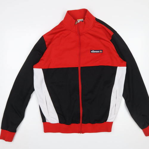 Ellesse Men's Red Black White Full Zip Sports Sweatshirt L