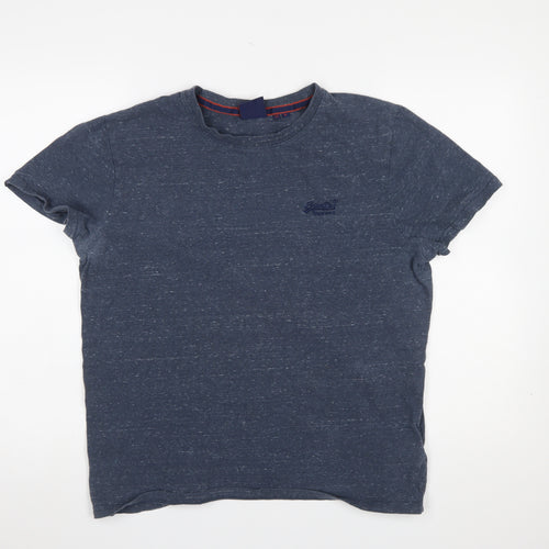 Superdry Men's Blue XL Crew Neck Cotton Logo T-Shirt