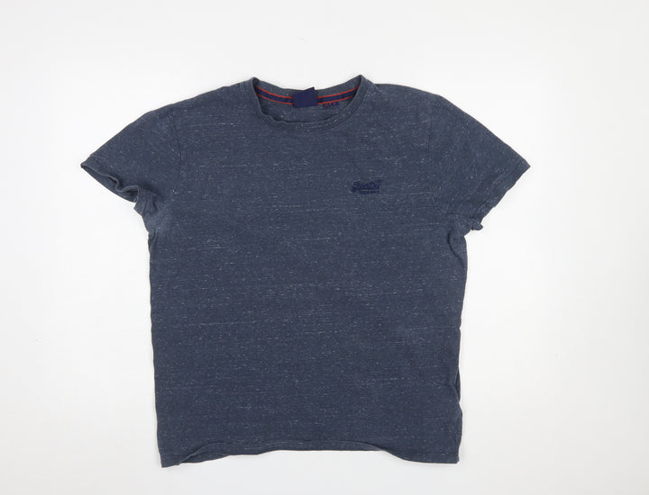 Superdry Men's Blue XL Crew Neck Cotton Logo T-Shirt