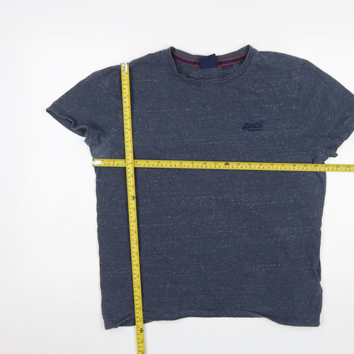 Superdry Men's Blue XL Crew Neck Cotton Logo T-Shirt