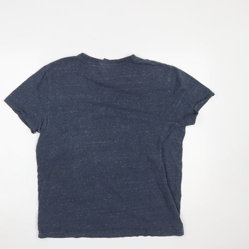 Superdry Men's Blue XL Crew Neck Cotton Logo T-Shirt