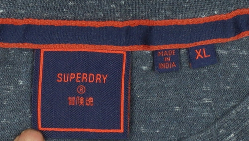 Superdry Men's Blue XL Crew Neck Cotton Logo T-Shirt