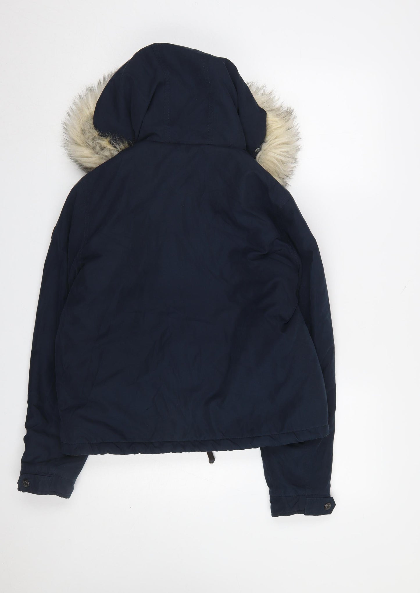 ONLY Women Blue Faux Fur Hooded Parka Jacket Size M Winter Casual