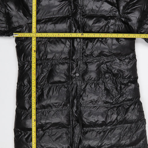 Brave Soul Women’s Black Long Hooded Puffer Coat Size 12