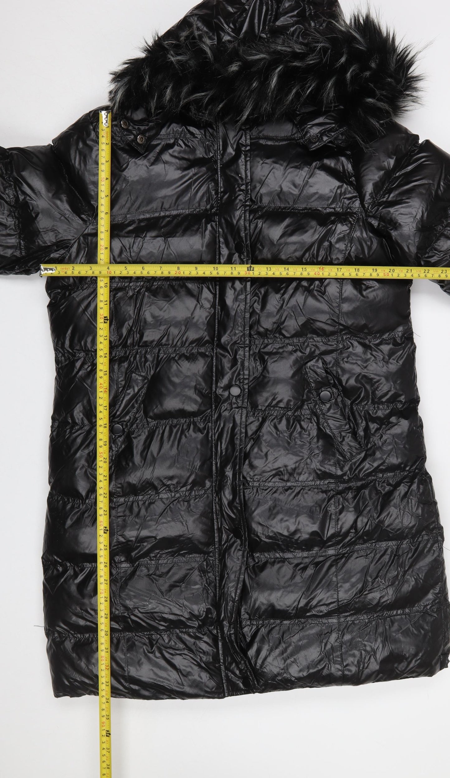 Brave Soul Women’s Black Long Hooded Puffer Coat Size 12