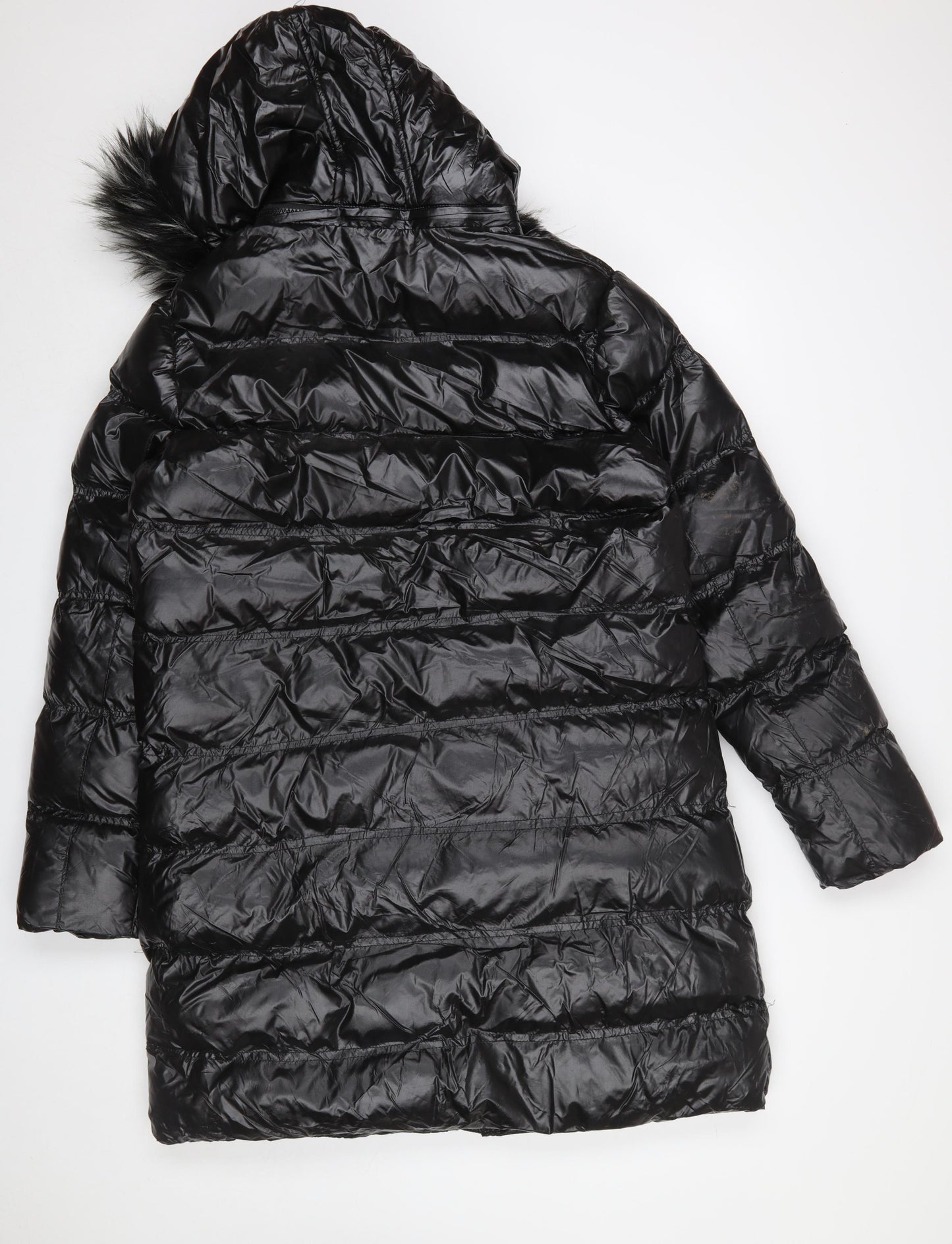 Brave Soul Women’s Black Long Hooded Puffer Coat Size 12