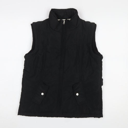 Sm Casual Women Black Size 12 Polyester Zip Waistcoat Bodywarmer