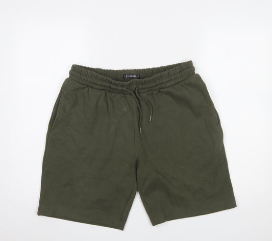Dunnes Men’s Green L Sweat Shorts Elastic Waist Casual Cotton Blend