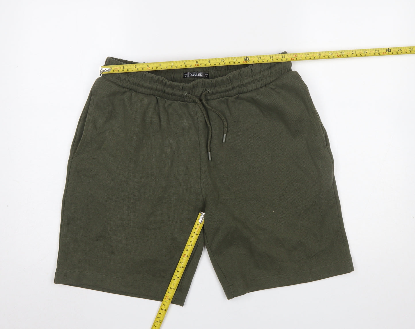 Dunnes Men’s Green L Sweat Shorts Elastic Waist Casual Cotton Blend
