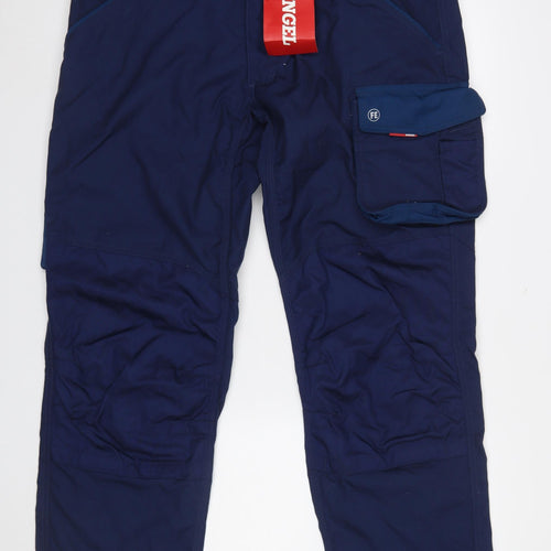 Engel Men's Blue Cargo Work Trousers Size 39.5 Regular Polyester Cotton