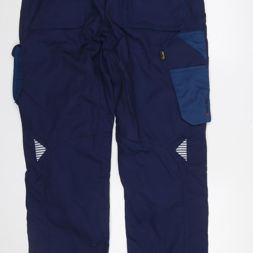 Engel Men's Blue Cargo Work Trousers Size 39.5 Regular Polyester Cotton