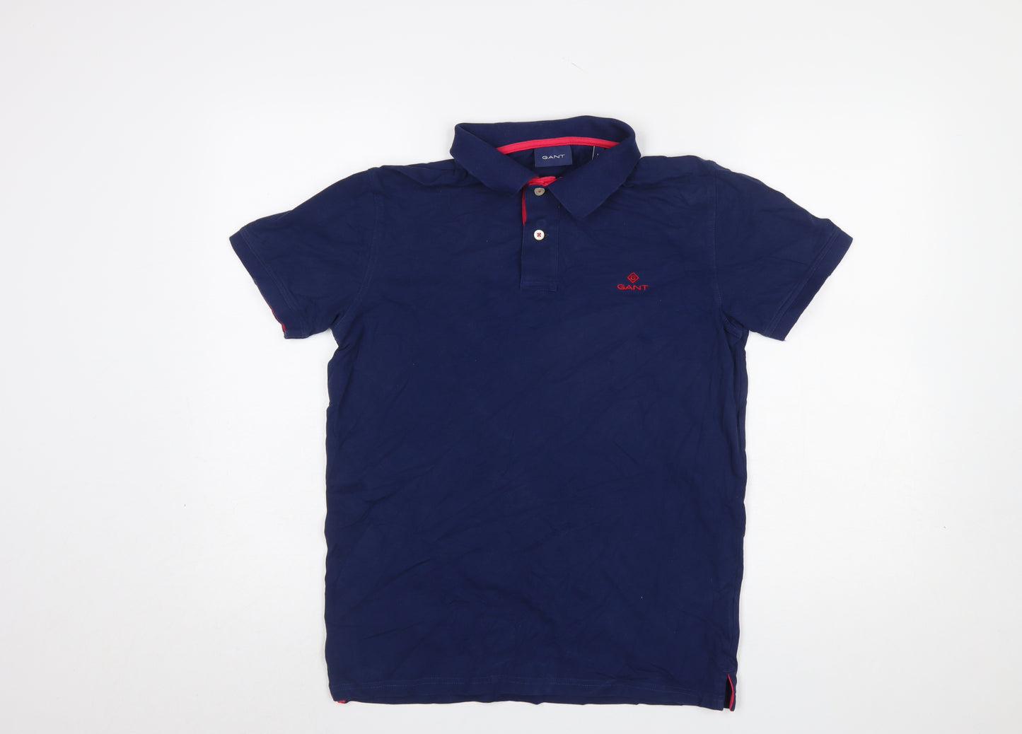 GANT Men Blue Regular Fit Cotton Polo Shirt Size M
