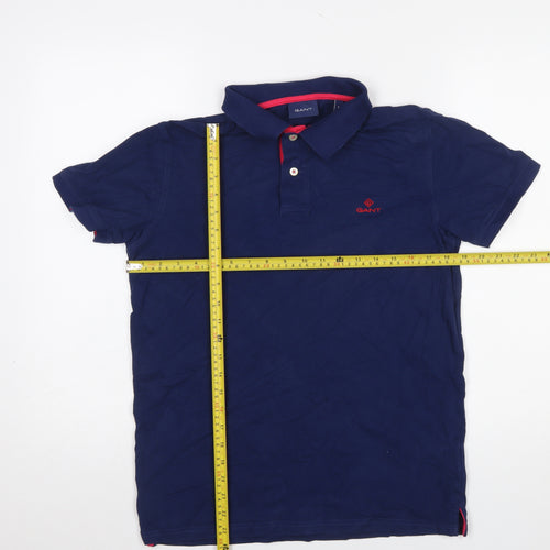 GANT Men Blue Regular Fit Cotton Polo Shirt Size M