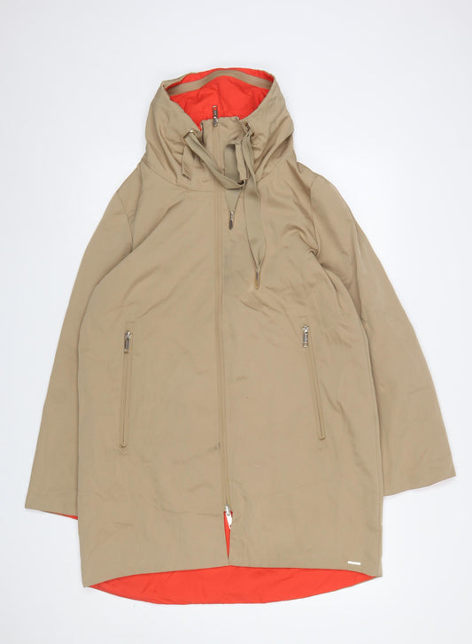 Rino & Pelle Women's Beige Hooded Long Rain Coat Size 10