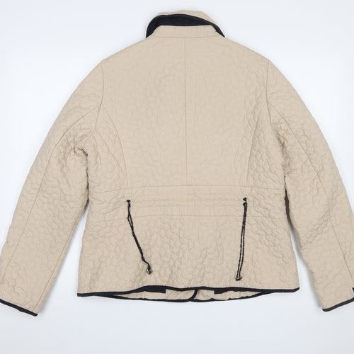 Hobbs Women Beige Quilted Mid-Length Jacket Size 16