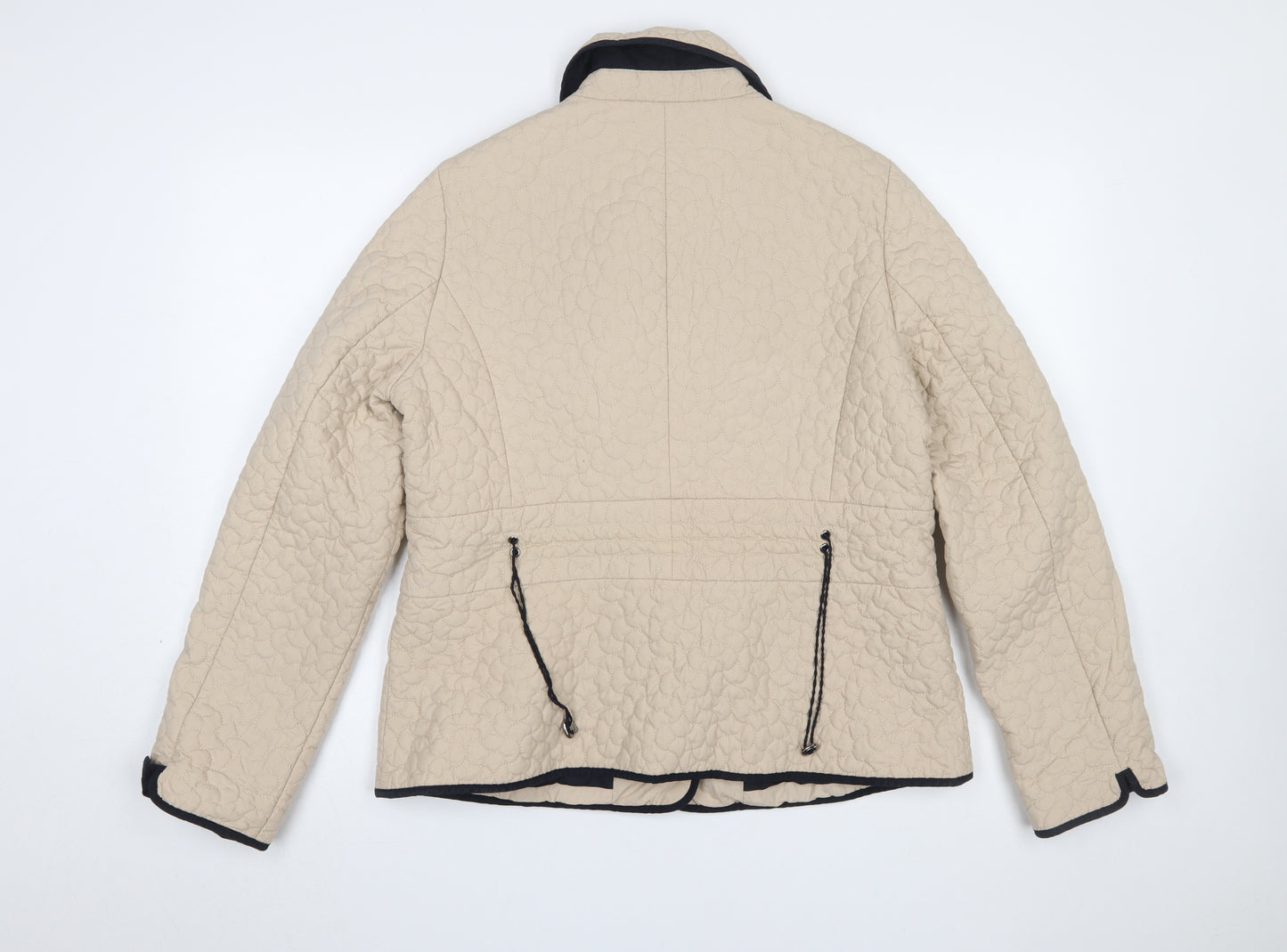 Hobbs Women Beige Quilted Mid-Length Jacket Size 16