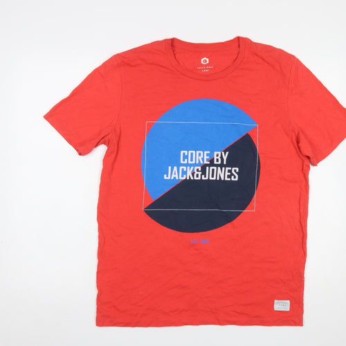 Jack & Jones Core Red Graphic Print Men's Cotton T-Shirt Size M