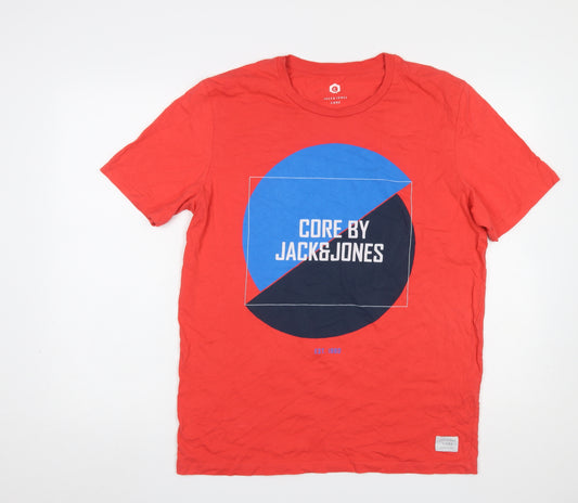 Jack & Jones Core Red Graphic Print Men's Cotton T-Shirt Size M