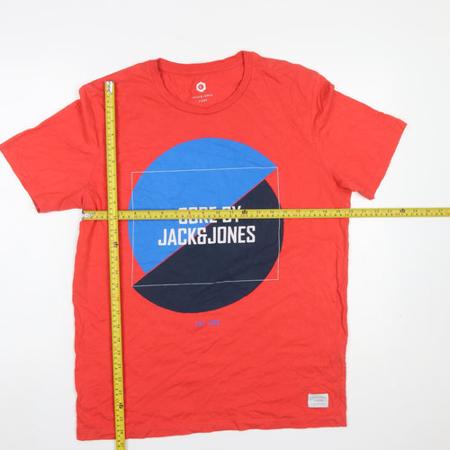 Jack & Jones Core Red Graphic Print Men's Cotton T-Shirt Size M