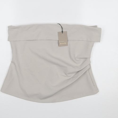 River Island Women’s Light Grey Strapless Off Shoulder Slim Fit Top UK 16