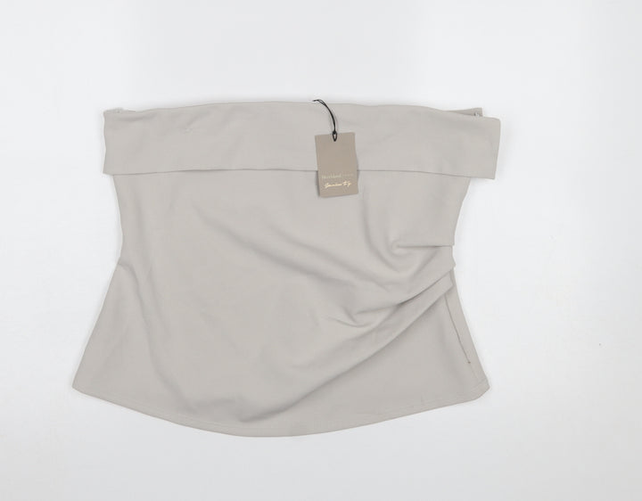 River Island Women’s Light Grey Strapless Off Shoulder Slim Fit Top UK 16