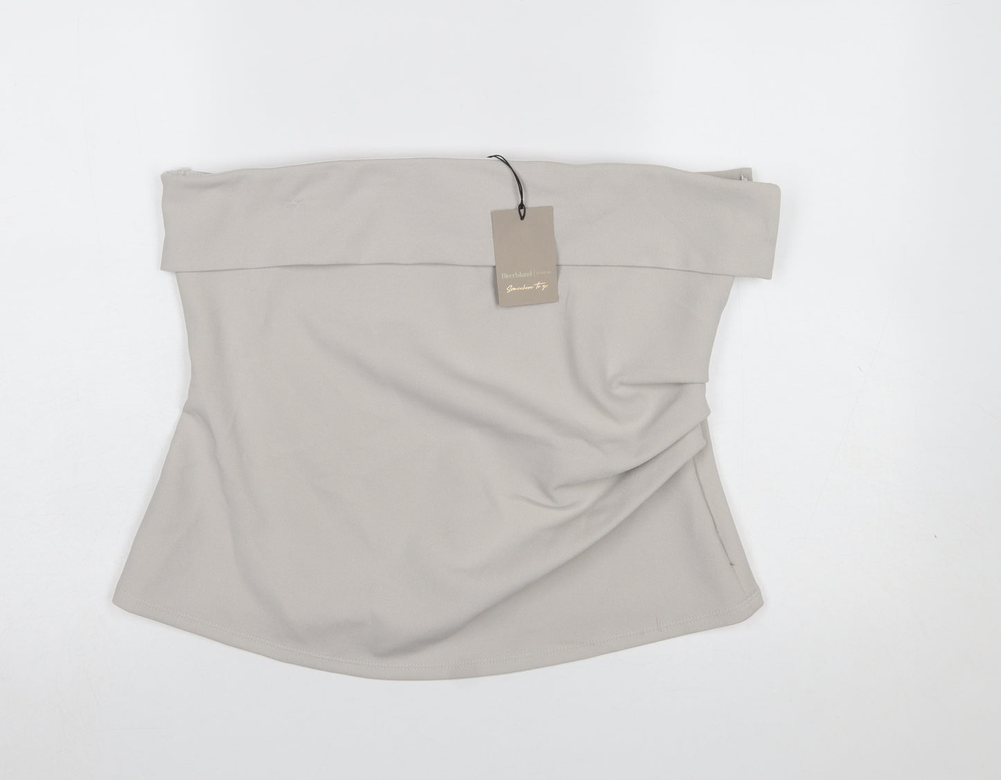 River Island Women’s Light Grey Strapless Off Shoulder Slim Fit Top UK 16
