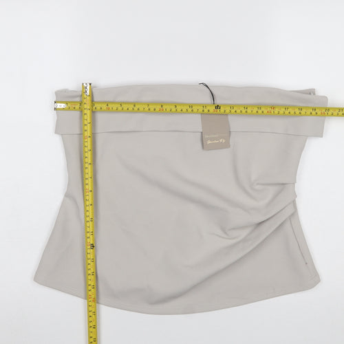 River Island Women’s Light Grey Strapless Off Shoulder Slim Fit Top UK 16