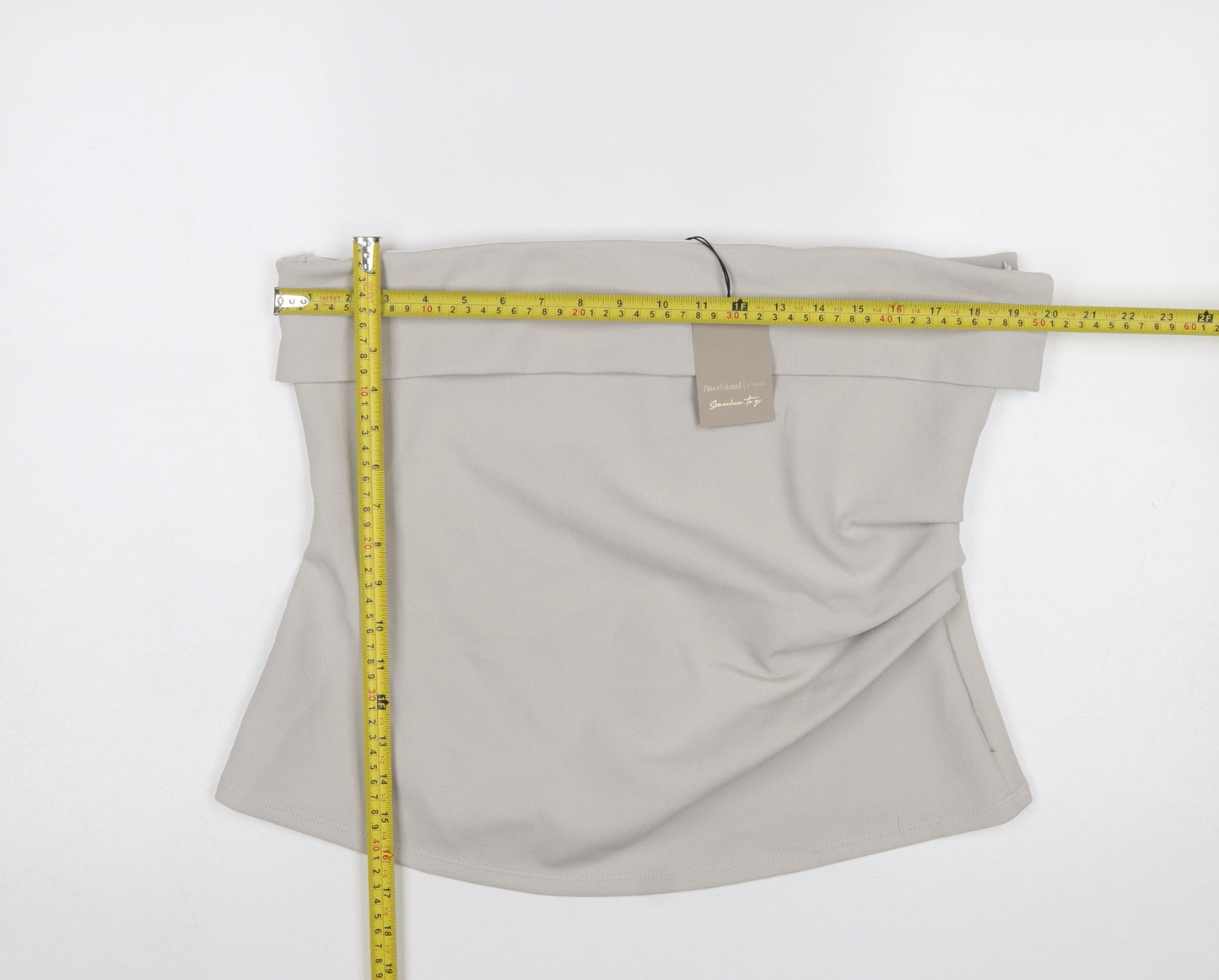 River Island Women’s Light Grey Strapless Off Shoulder Slim Fit Top UK 16