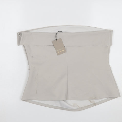 River Island Women’s Light Grey Strapless Off Shoulder Slim Fit Top UK 16