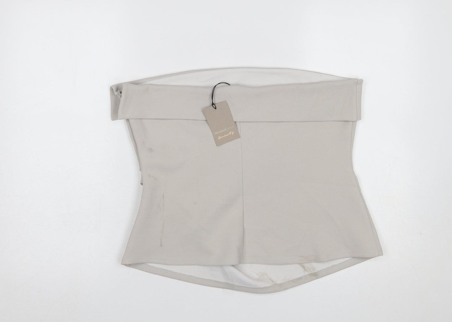 River Island Women’s Light Grey Strapless Off Shoulder Slim Fit Top UK 16