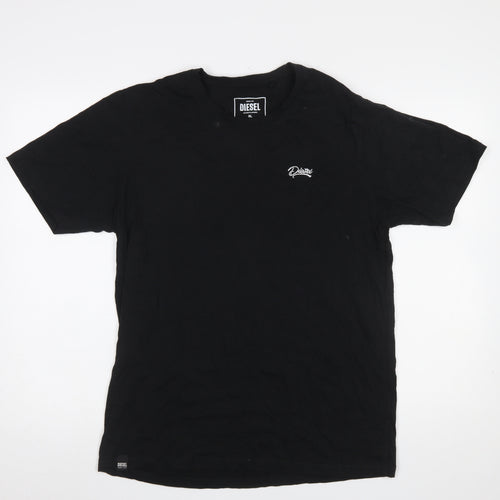 Diesel Men's Black XL Crew Neck Cotton Logo T-Shirt