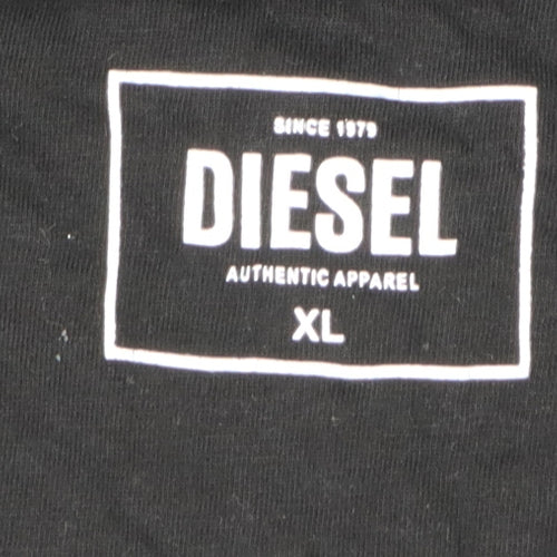 Diesel Men's Black XL Crew Neck Cotton Logo T-Shirt