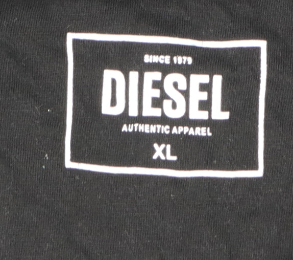 Diesel Men's Black XL Crew Neck Cotton Logo T-Shirt