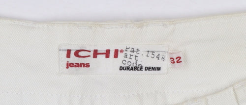 ICHI Women's White Straight Leg Jeans Size 32 Cotton Denim