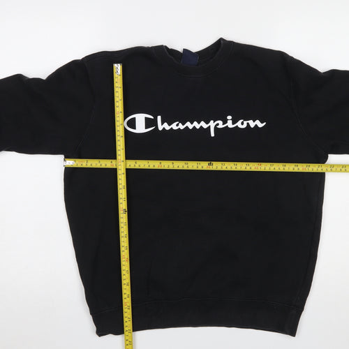 Champion Men's Black Medium Pullover Sweatshirt Crew Neck Logo Fleece