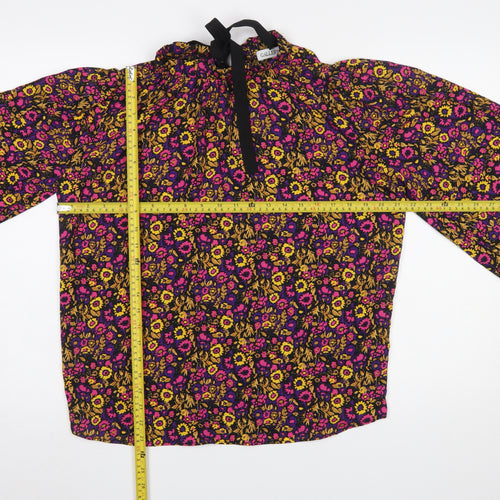 Gallery Womens Multicoloured Floral Long Sleeve Bow Neck Blouse Size 10