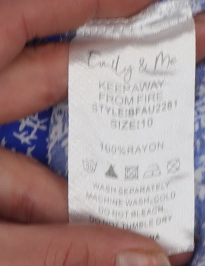 Emily & Me Women’s Blue Floral Midi Fit & Flare Dress Size 10
