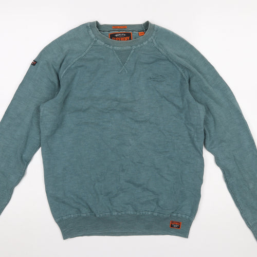 Superdry Men’s Green Cotton Crew Neck Pullover Sweatshirt M