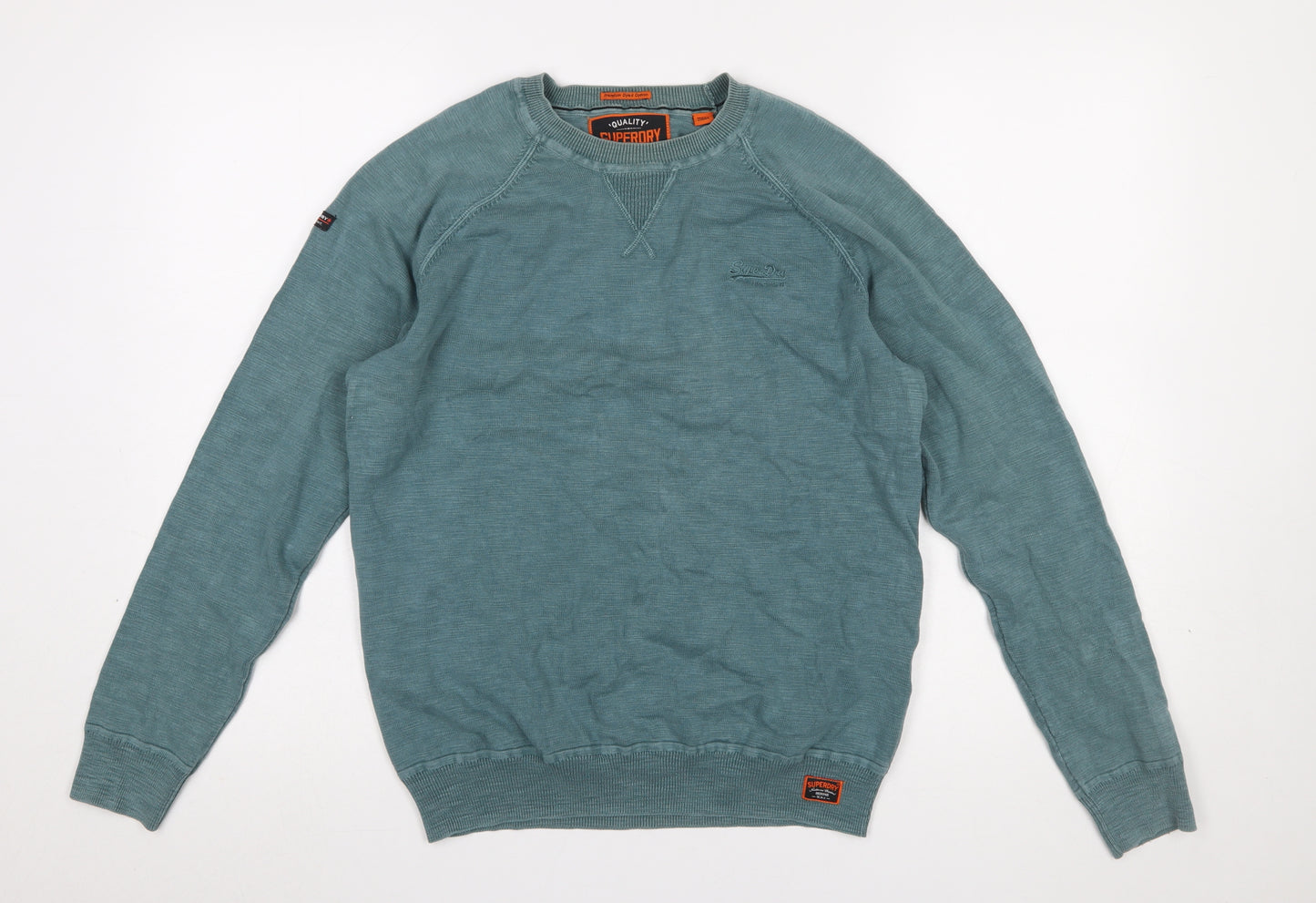 Superdry Men’s Green Cotton Crew Neck Pullover Sweatshirt M