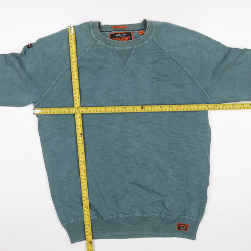 Superdry Men’s Green Cotton Crew Neck Pullover Sweatshirt M