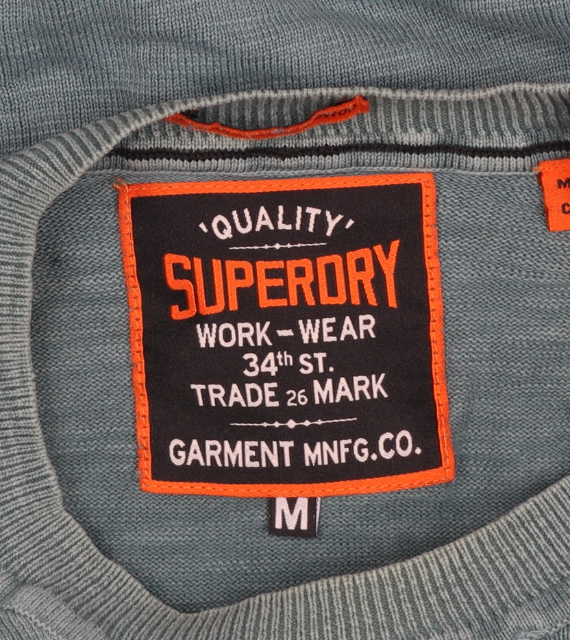 Superdry Men’s Green Cotton Crew Neck Pullover Sweatshirt M