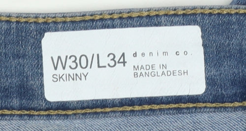 Denim Co. Women Blue Skinny Jeans Size 12 W30 L34