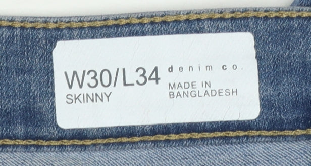 Denim Co. Women Blue Skinny Jeans Size 12 W30 L34