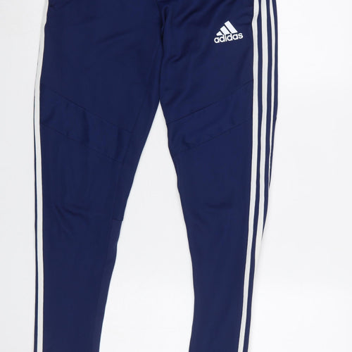 Adidas Men's Blue XS Slim Fit Jogger Trousers with Stripes