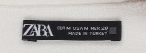 Zara Women Ivory Sleeveless Collared Embroidered Camisole Blouse M