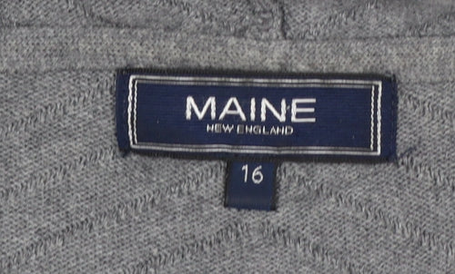 Maine New England Women’s Grey Knit Open Cardigan Size 16
