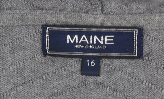Maine New England Women’s Grey Knit Open Cardigan Size 16