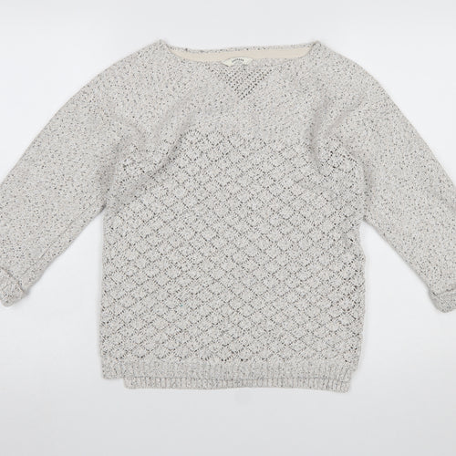 FatFace Women’s Ivory Cotton Knit Jumper Size 12 Crew Neck Pullover