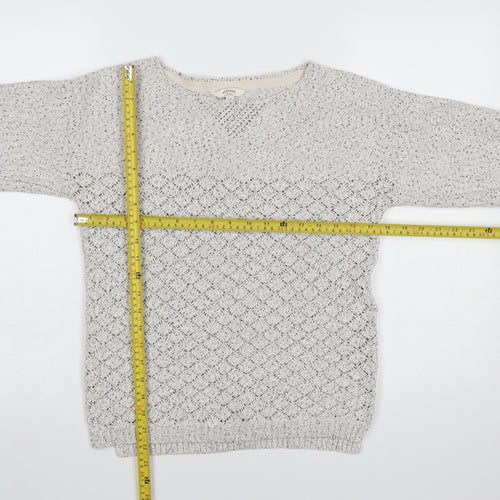 FatFace Women’s Ivory Cotton Knit Jumper Size 12 Crew Neck Pullover
