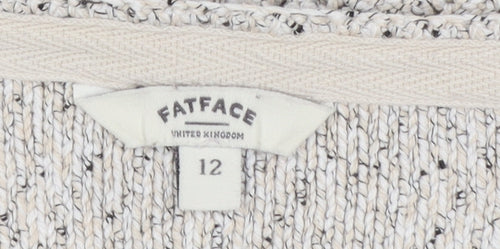 FatFace Women’s Ivory Cotton Knit Jumper Size 12 Crew Neck Pullover